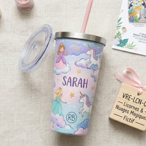 Verre Tumbler Isotherme — Licornes & Nuages Magiques